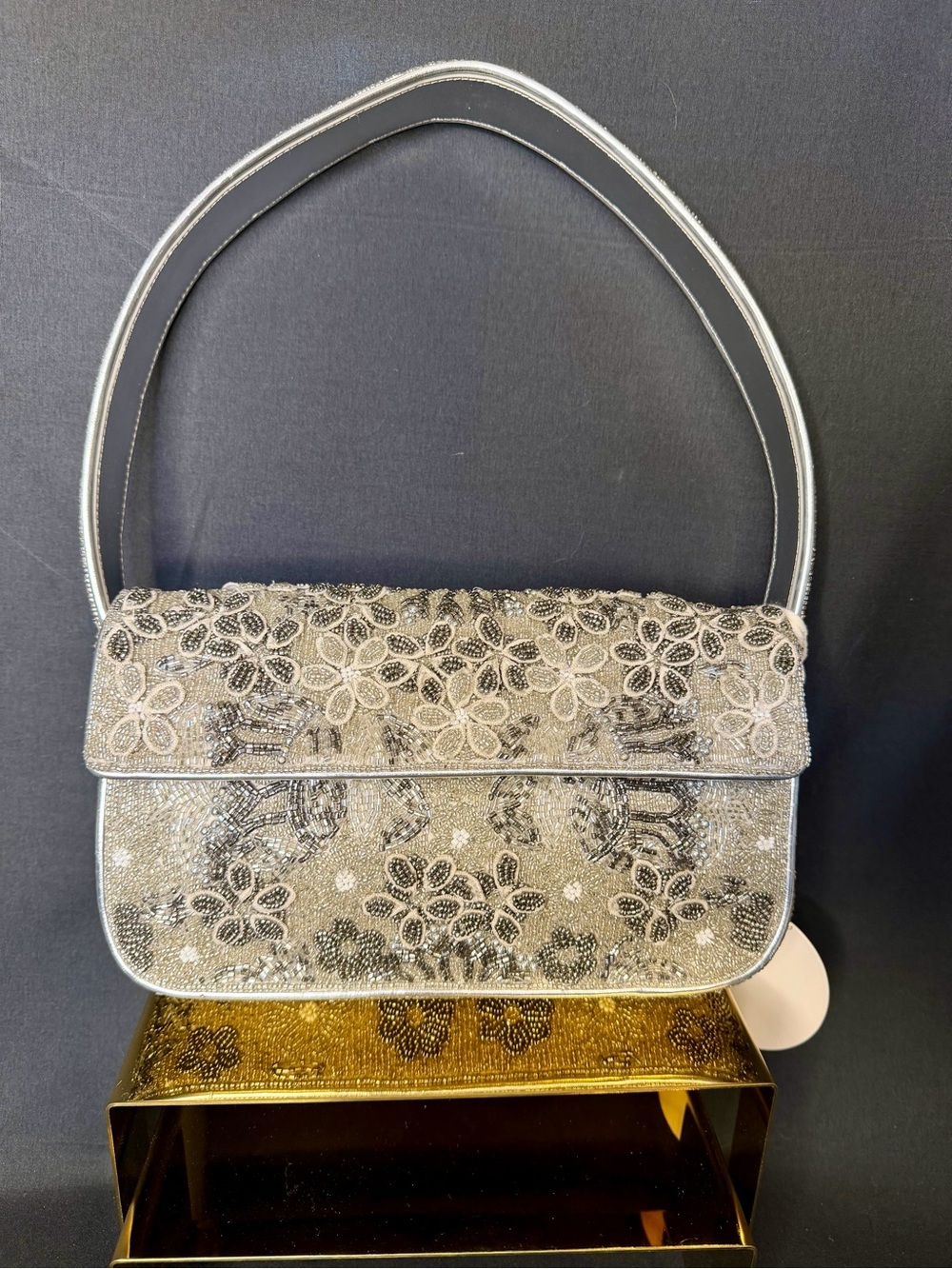 STAUD Silver Garden Party Beaded Tommy Bag - Picture 3 of 12